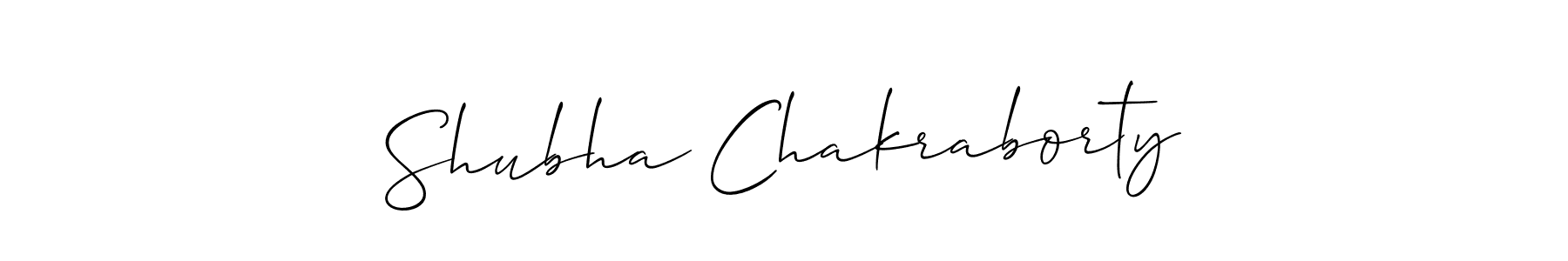 The best way (Allison_Script) to make a short signature is to pick only two or three words in your name. The name Shubha Chakraborty include a total of six letters. For converting this name. Shubha Chakraborty signature style 2 images and pictures png