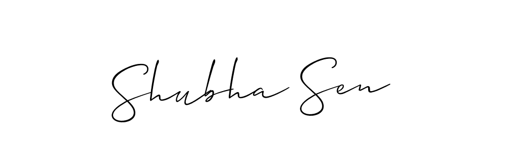 Allison_Script is a professional signature style that is perfect for those who want to add a touch of class to their signature. It is also a great choice for those who want to make their signature more unique. Get Shubha Sen name to fancy signature for free. Shubha Sen signature style 2 images and pictures png