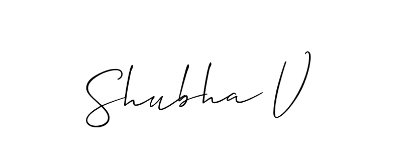 Similarly Allison_Script is the best handwritten signature design. Signature creator online .You can use it as an online autograph creator for name Shubha V. Shubha V signature style 2 images and pictures png