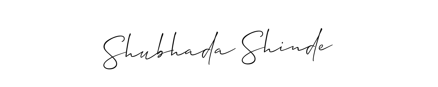 Allison_Script is a professional signature style that is perfect for those who want to add a touch of class to their signature. It is also a great choice for those who want to make their signature more unique. Get Shubhada Shinde name to fancy signature for free. Shubhada Shinde signature style 2 images and pictures png