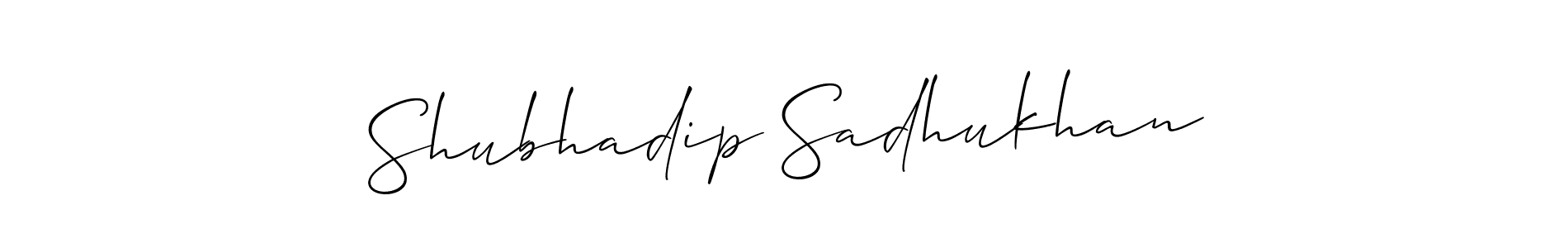The best way (Allison_Script) to make a short signature is to pick only two or three words in your name. The name Shubhadip Sadhukhan include a total of six letters. For converting this name. Shubhadip Sadhukhan signature style 2 images and pictures png