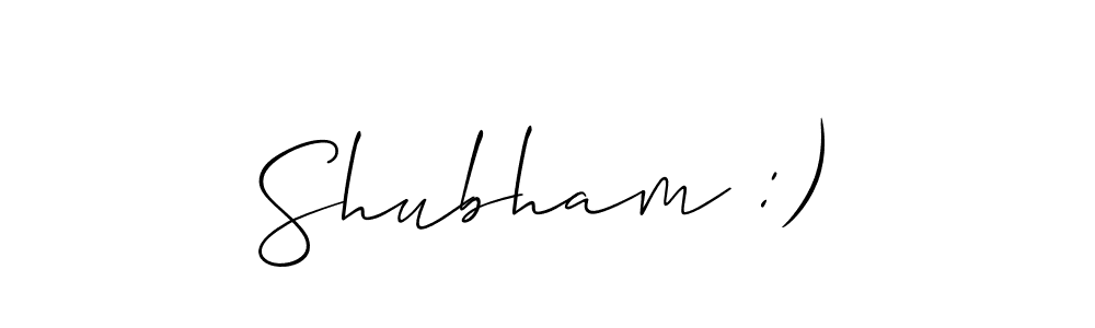 Create a beautiful signature design for name Shubham :). With this signature (Allison_Script) fonts, you can make a handwritten signature for free. Shubham :) signature style 2 images and pictures png