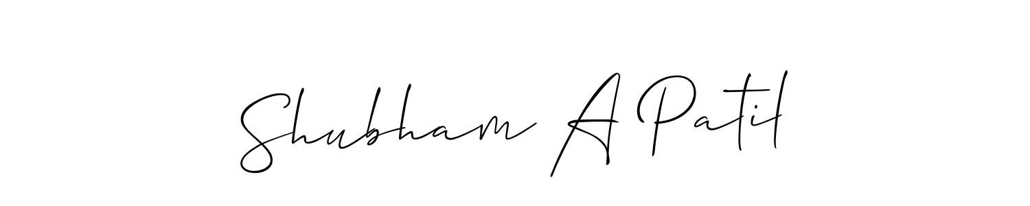 Also You can easily find your signature by using the search form. We will create Shubham A Patil name handwritten signature images for you free of cost using Allison_Script sign style. Shubham A Patil signature style 2 images and pictures png