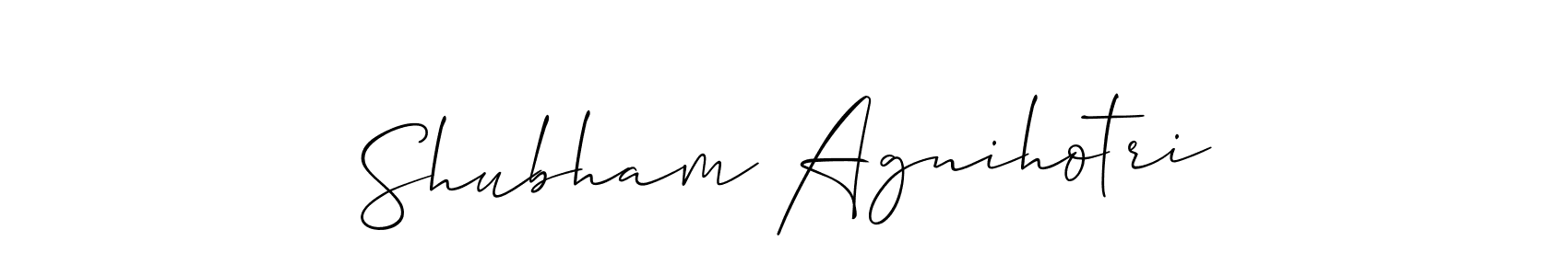 How to make Shubham Agnihotri name signature. Use Allison_Script style for creating short signs online. This is the latest handwritten sign. Shubham Agnihotri signature style 2 images and pictures png