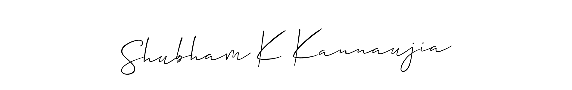 Create a beautiful signature design for name Shubham K Kannaujia. With this signature (Allison_Script) fonts, you can make a handwritten signature for free. Shubham K Kannaujia signature style 2 images and pictures png