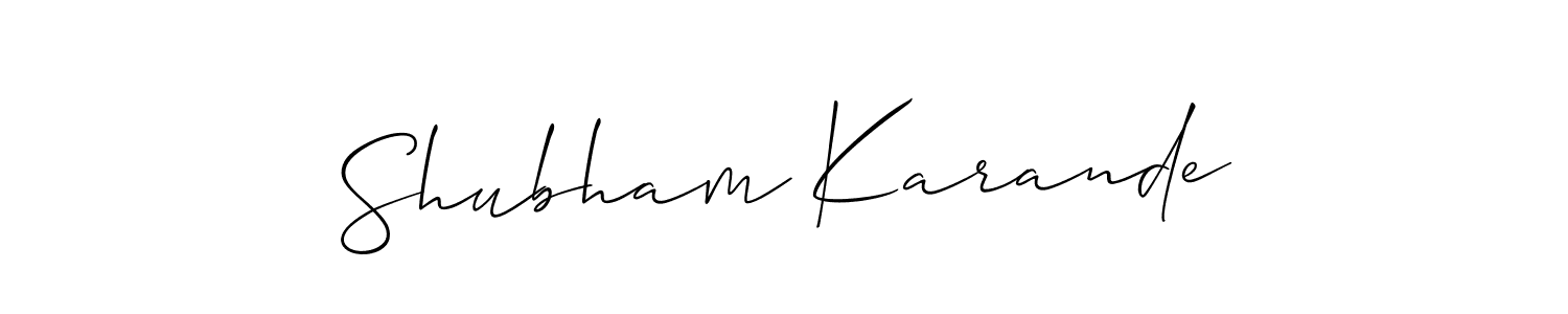 How to make Shubham Karande signature? Allison_Script is a professional autograph style. Create handwritten signature for Shubham Karande name. Shubham Karande signature style 2 images and pictures png