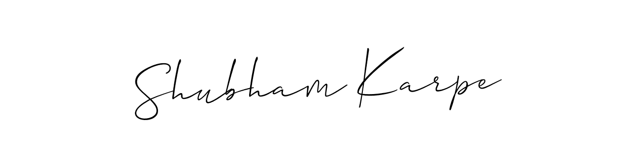 How to Draw Shubham Karpe signature style? Allison_Script is a latest design signature styles for name Shubham Karpe. Shubham Karpe signature style 2 images and pictures png