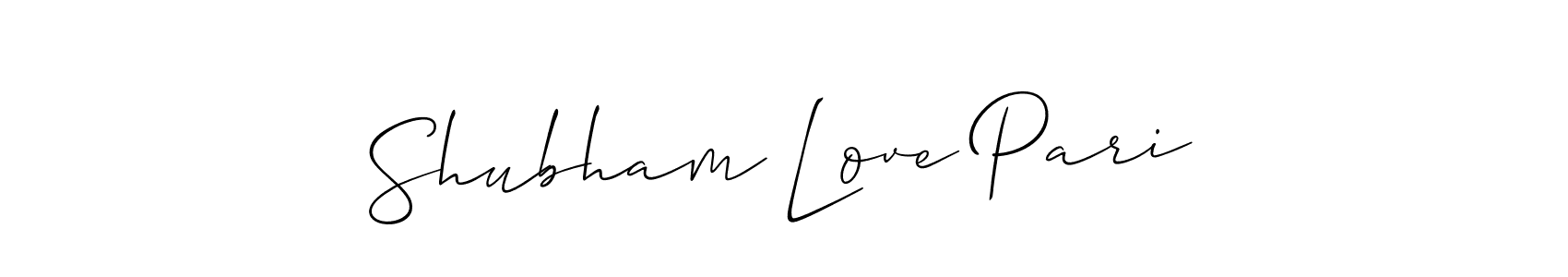 How to Draw Shubham Love Pari signature style? Allison_Script is a latest design signature styles for name Shubham Love Pari. Shubham Love Pari signature style 2 images and pictures png