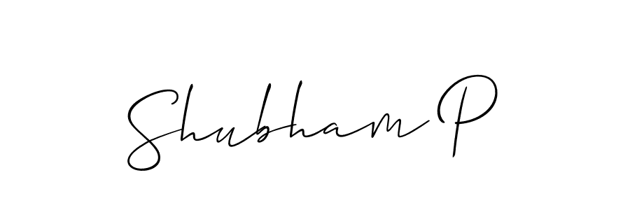 Design your own signature with our free online signature maker. With this signature software, you can create a handwritten (Allison_Script) signature for name Shubham P. Shubham P signature style 2 images and pictures png