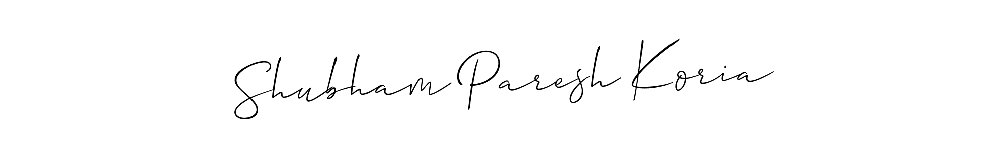 The best way (Allison_Script) to make a short signature is to pick only two or three words in your name. The name Shubham Paresh Koria include a total of six letters. For converting this name. Shubham Paresh Koria signature style 2 images and pictures png