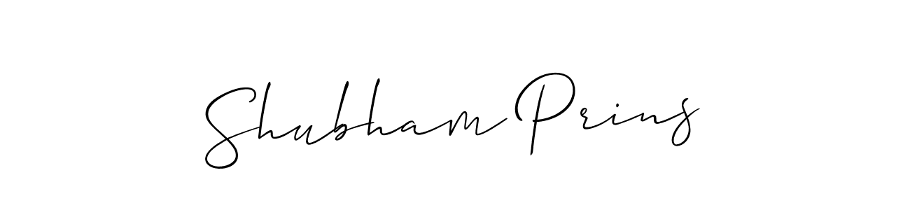 Make a beautiful signature design for name Shubham Prins. With this signature (Allison_Script) style, you can create a handwritten signature for free. Shubham Prins signature style 2 images and pictures png