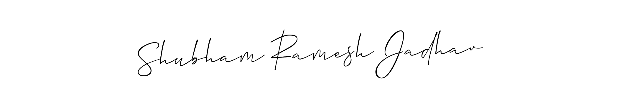 How to make Shubham Ramesh Jadhav name signature. Use Allison_Script style for creating short signs online. This is the latest handwritten sign. Shubham Ramesh Jadhav signature style 2 images and pictures png