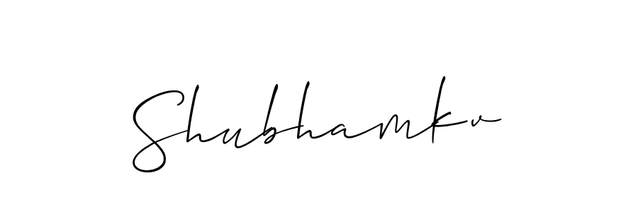 How to Draw Shubhamkv signature style? Allison_Script is a latest design signature styles for name Shubhamkv. Shubhamkv signature style 2 images and pictures png