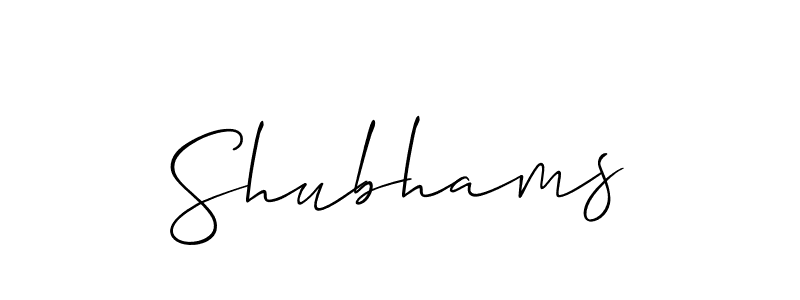 Design your own signature with our free online signature maker. With this signature software, you can create a handwritten (Allison_Script) signature for name Shubhams. Shubhams signature style 2 images and pictures png