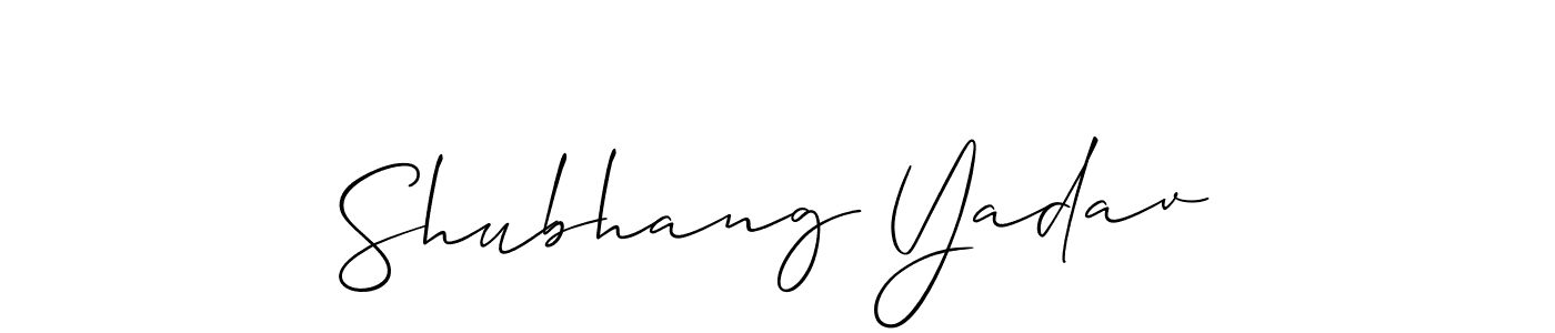 It looks lik you need a new signature style for name Shubhang Yadav. Design unique handwritten (Allison_Script) signature with our free signature maker in just a few clicks. Shubhang Yadav signature style 2 images and pictures png