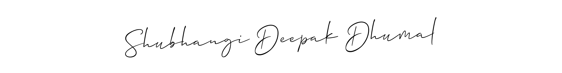 This is the best signature style for the Shubhangi Deepak Dhumal name. Also you like these signature font (Allison_Script). Mix name signature. Shubhangi Deepak Dhumal signature style 2 images and pictures png