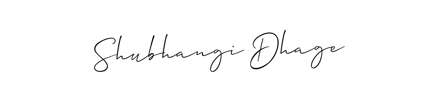 Also You can easily find your signature by using the search form. We will create Shubhangi Dhage name handwritten signature images for you free of cost using Allison_Script sign style. Shubhangi Dhage signature style 2 images and pictures png