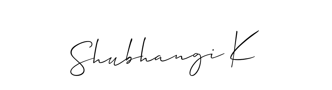 It looks lik you need a new signature style for name Shubhangi K. Design unique handwritten (Allison_Script) signature with our free signature maker in just a few clicks. Shubhangi K signature style 2 images and pictures png
