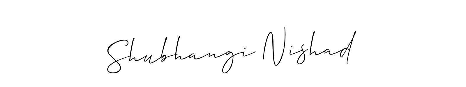 Similarly Allison_Script is the best handwritten signature design. Signature creator online .You can use it as an online autograph creator for name Shubhangi Nishad. Shubhangi Nishad signature style 2 images and pictures png