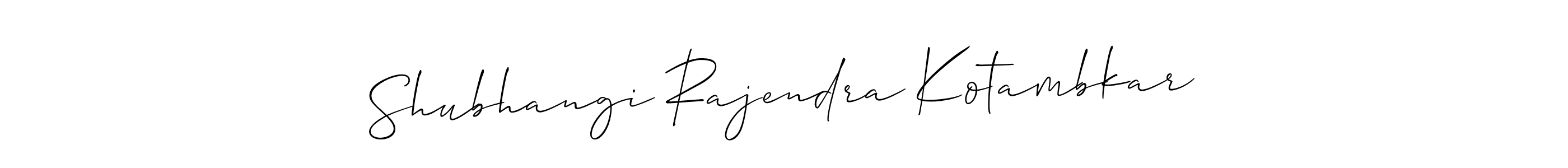 How to make Shubhangi Rajendra Kotambkar name signature. Use Allison_Script style for creating short signs online. This is the latest handwritten sign. Shubhangi Rajendra Kotambkar signature style 2 images and pictures png