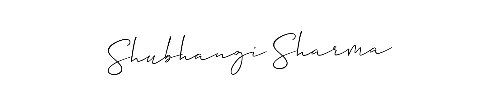 You should practise on your own different ways (Allison_Script) to write your name (Shubhangi Sharma) in signature. don't let someone else do it for you. Shubhangi Sharma signature style 2 images and pictures png