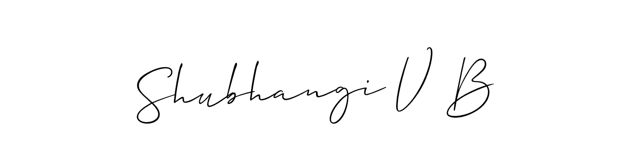 This is the best signature style for the Shubhangi V B name. Also you like these signature font (Allison_Script). Mix name signature. Shubhangi V B signature style 2 images and pictures png