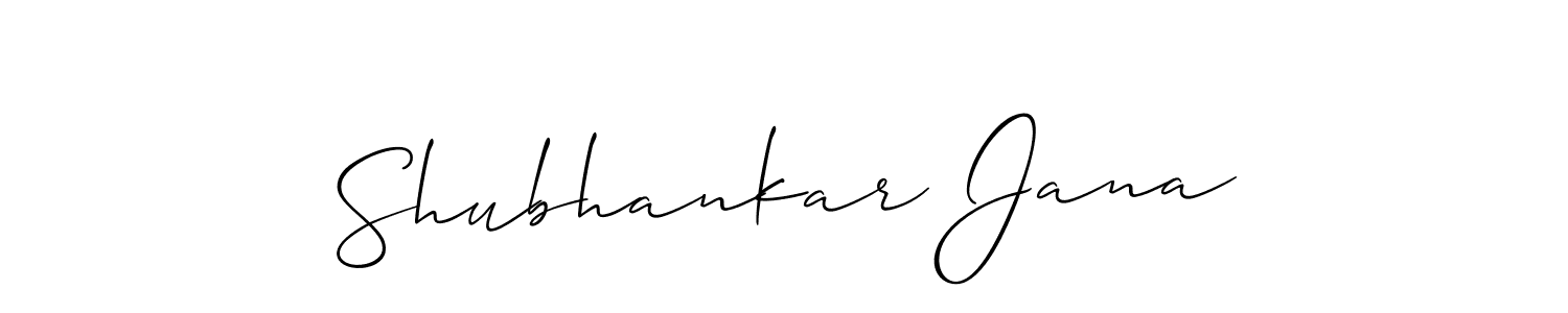 You should practise on your own different ways (Allison_Script) to write your name (Shubhankar Jana) in signature. don't let someone else do it for you. Shubhankar Jana signature style 2 images and pictures png