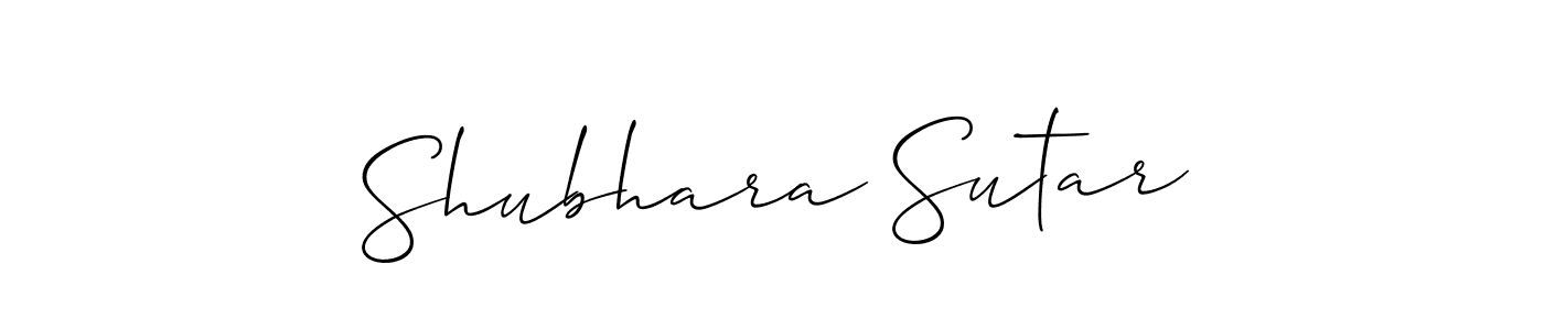 The best way (Allison_Script) to make a short signature is to pick only two or three words in your name. The name Shubhara Sutar include a total of six letters. For converting this name. Shubhara Sutar signature style 2 images and pictures png