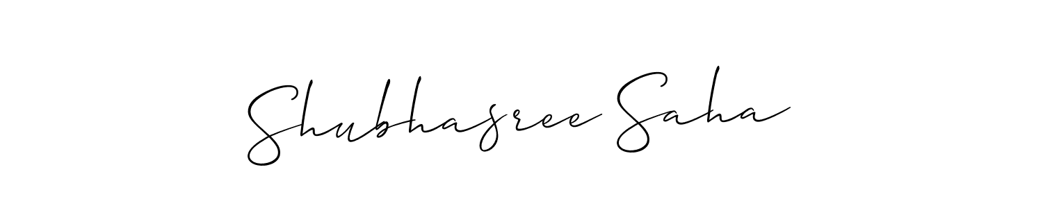 Shubhasree Saha stylish signature style. Best Handwritten Sign (Allison_Script) for my name. Handwritten Signature Collection Ideas for my name Shubhasree Saha. Shubhasree Saha signature style 2 images and pictures png