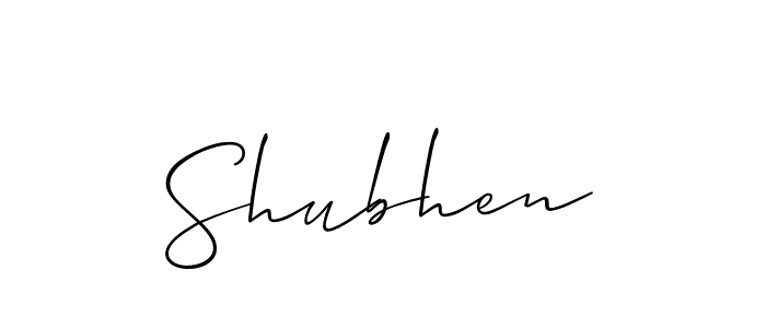 Also we have Shubhen name is the best signature style. Create professional handwritten signature collection using Allison_Script autograph style. Shubhen signature style 2 images and pictures png