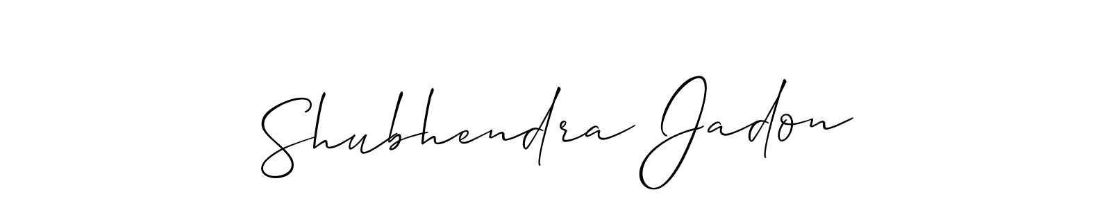 Allison_Script is a professional signature style that is perfect for those who want to add a touch of class to their signature. It is also a great choice for those who want to make their signature more unique. Get Shubhendra Jadon name to fancy signature for free. Shubhendra Jadon signature style 2 images and pictures png