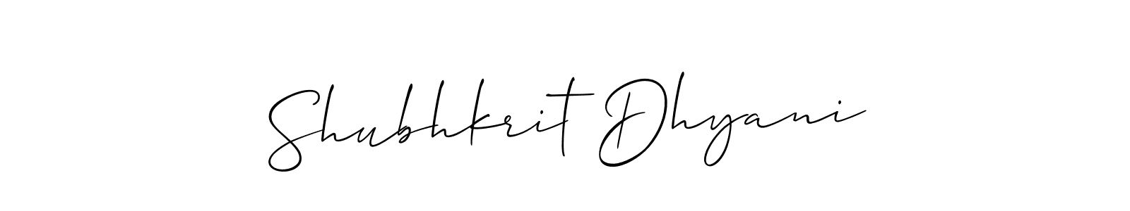 How to make Shubhkrit Dhyani name signature. Use Allison_Script style for creating short signs online. This is the latest handwritten sign. Shubhkrit Dhyani signature style 2 images and pictures png