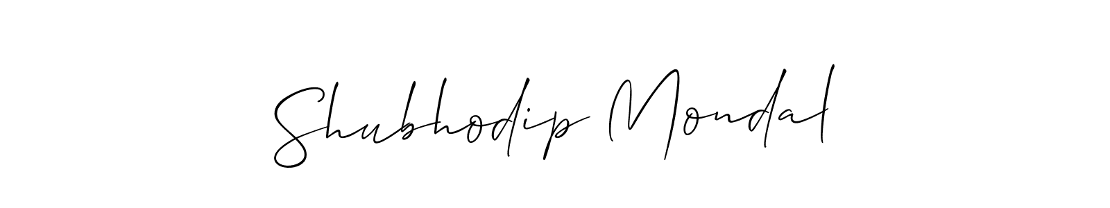 Design your own signature with our free online signature maker. With this signature software, you can create a handwritten (Allison_Script) signature for name Shubhodip Mondal. Shubhodip Mondal signature style 2 images and pictures png