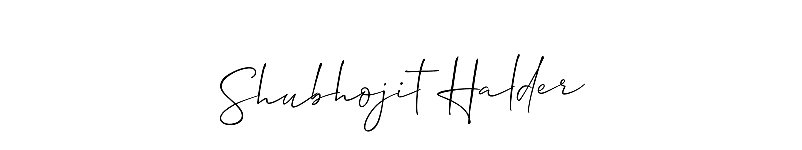 Make a short Shubhojit Halder signature style. Manage your documents anywhere anytime using Allison_Script. Create and add eSignatures, submit forms, share and send files easily. Shubhojit Halder signature style 2 images and pictures png