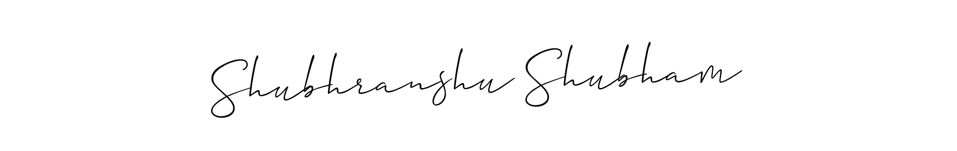 How to make Shubhranshu Shubham name signature. Use Allison_Script style for creating short signs online. This is the latest handwritten sign. Shubhranshu Shubham signature style 2 images and pictures png