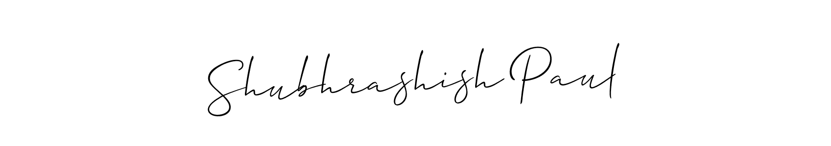 if you are searching for the best signature style for your name Shubhrashish Paul. so please give up your signature search. here we have designed multiple signature styles  using Allison_Script. Shubhrashish Paul signature style 2 images and pictures png