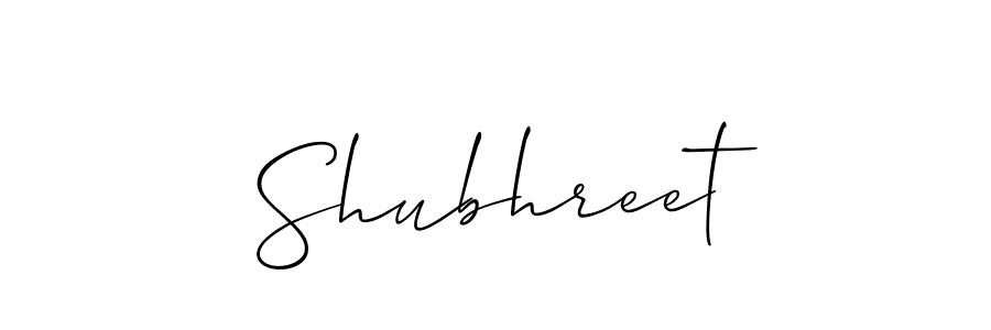 Use a signature maker to create a handwritten signature online. With this signature software, you can design (Allison_Script) your own signature for name Shubhreet. Shubhreet signature style 2 images and pictures png