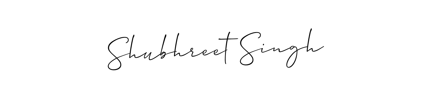 Create a beautiful signature design for name Shubhreet Singh. With this signature (Allison_Script) fonts, you can make a handwritten signature for free. Shubhreet Singh signature style 2 images and pictures png