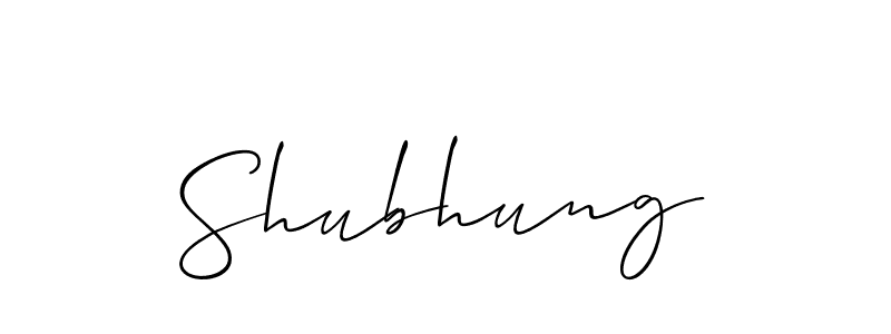 How to make Shubhung signature? Allison_Script is a professional autograph style. Create handwritten signature for Shubhung name. Shubhung signature style 2 images and pictures png