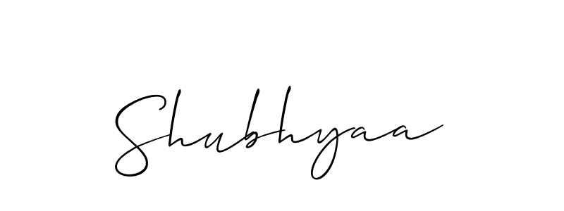 How to make Shubhyaa name signature. Use Allison_Script style for creating short signs online. This is the latest handwritten sign. Shubhyaa signature style 2 images and pictures png