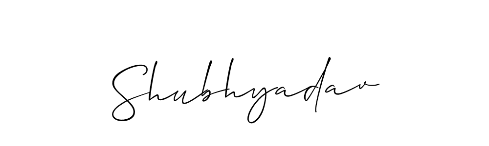Allison_Script is a professional signature style that is perfect for those who want to add a touch of class to their signature. It is also a great choice for those who want to make their signature more unique. Get Shubhyadav name to fancy signature for free. Shubhyadav signature style 2 images and pictures png