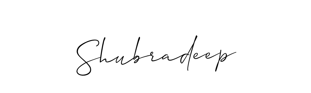 Shubradeep stylish signature style. Best Handwritten Sign (Allison_Script) for my name. Handwritten Signature Collection Ideas for my name Shubradeep. Shubradeep signature style 2 images and pictures png