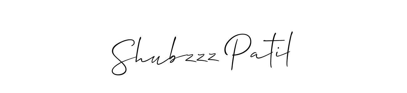 You should practise on your own different ways (Allison_Script) to write your name (Shubzzz Patil) in signature. don't let someone else do it for you. Shubzzz Patil signature style 2 images and pictures png