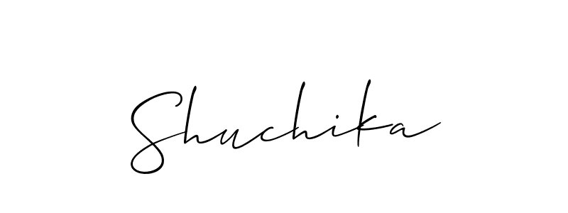 Design your own signature with our free online signature maker. With this signature software, you can create a handwritten (Allison_Script) signature for name Shuchika. Shuchika signature style 2 images and pictures png