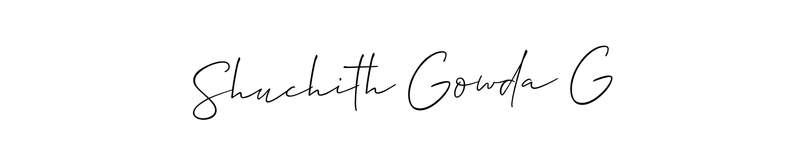 It looks lik you need a new signature style for name Shuchith Gowda G. Design unique handwritten (Allison_Script) signature with our free signature maker in just a few clicks. Shuchith Gowda G signature style 2 images and pictures png