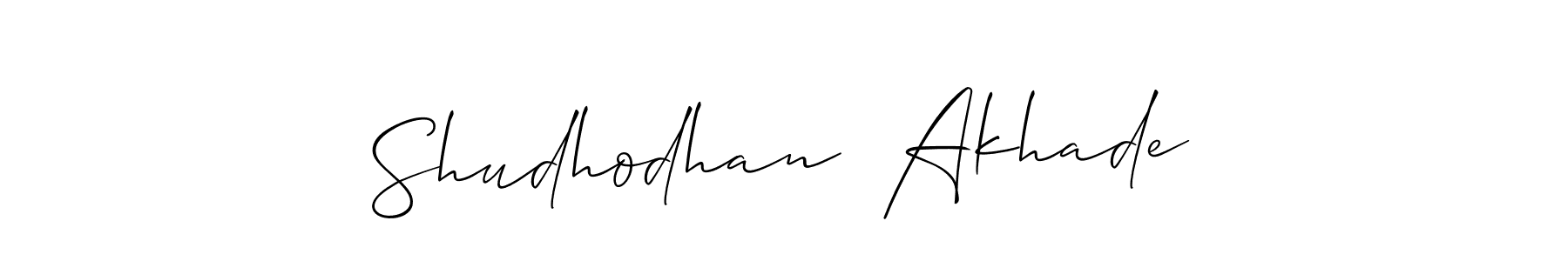 Allison_Script is a professional signature style that is perfect for those who want to add a touch of class to their signature. It is also a great choice for those who want to make their signature more unique. Get Shudhodhan  Akhade name to fancy signature for free. Shudhodhan  Akhade signature style 2 images and pictures png