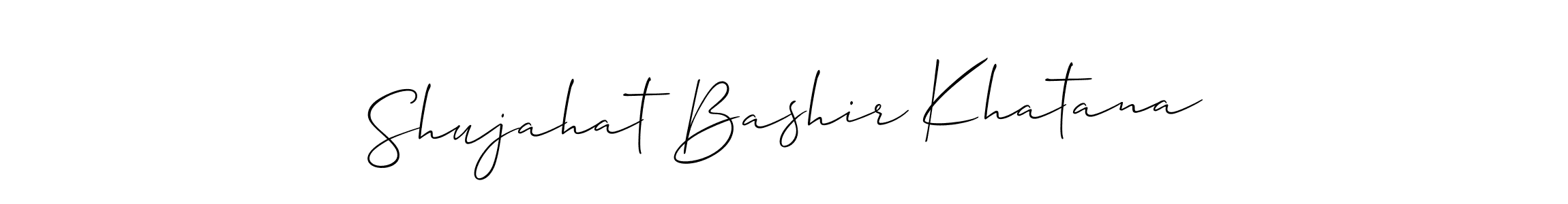 The best way (Allison_Script) to make a short signature is to pick only two or three words in your name. The name Shujahat Bashir Khatana include a total of six letters. For converting this name. Shujahat Bashir Khatana signature style 2 images and pictures png