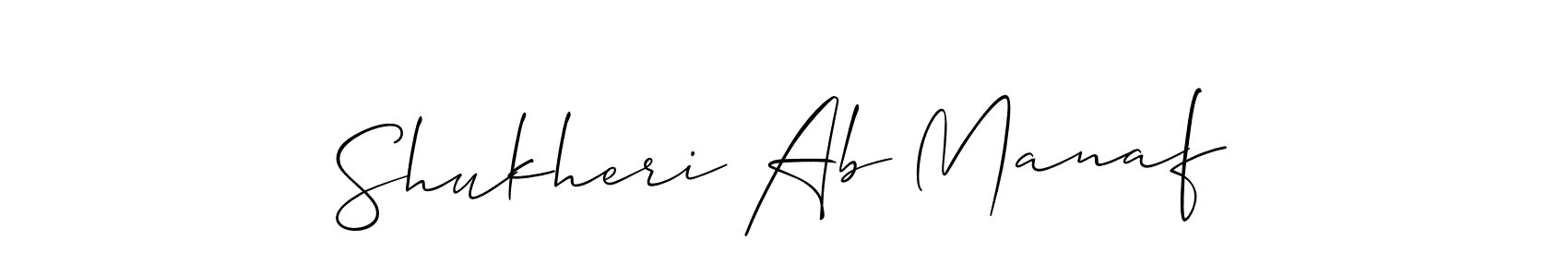 Make a short Shukheri Ab Manaf signature style. Manage your documents anywhere anytime using Allison_Script. Create and add eSignatures, submit forms, share and send files easily. Shukheri Ab Manaf signature style 2 images and pictures png