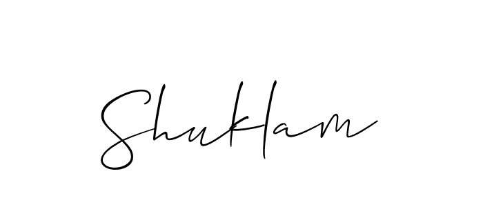 How to make Shuklam signature? Allison_Script is a professional autograph style. Create handwritten signature for Shuklam name. Shuklam signature style 2 images and pictures png