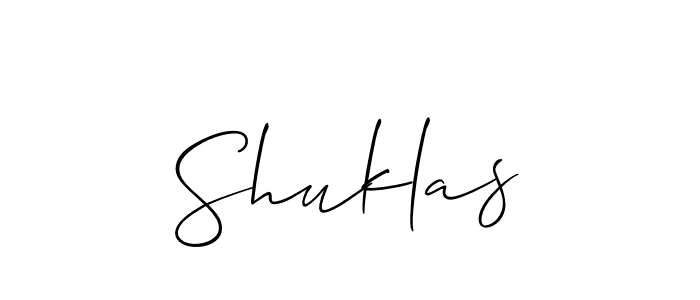 The best way (Allison_Script) to make a short signature is to pick only two or three words in your name. The name Shuklas include a total of six letters. For converting this name. Shuklas signature style 2 images and pictures png